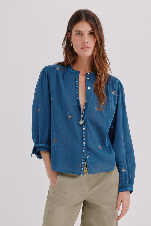 Hoss Intropia Blusa bordada Cesca Azul