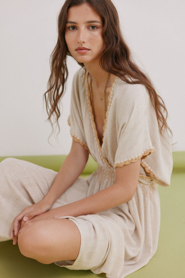 Hoss Intropia Alexia. Vestido bordado Beige