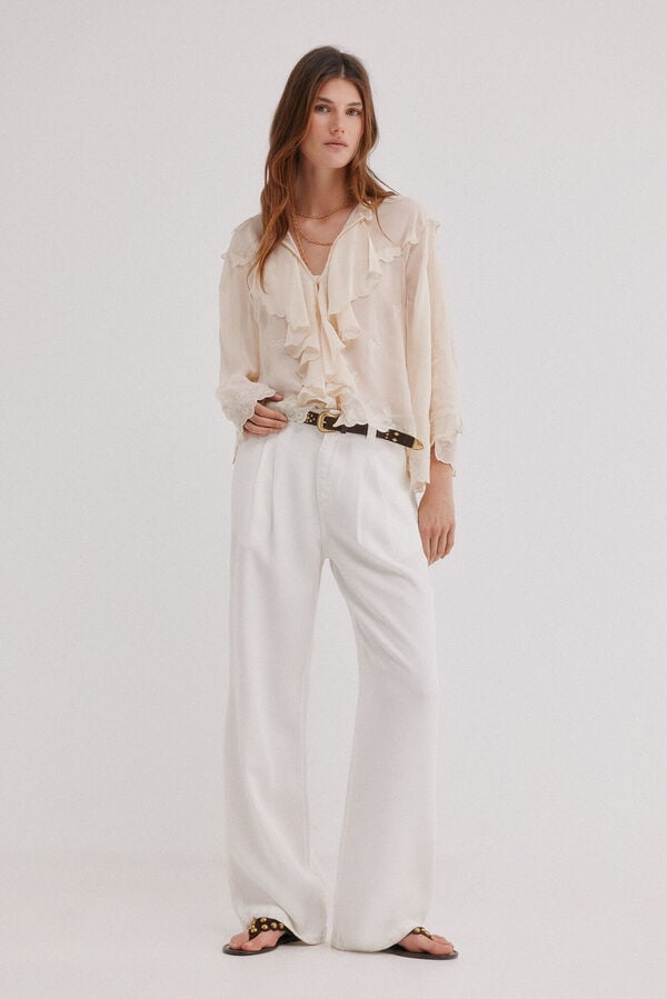 Hoss Intropia Bloom. Denim tencel Blanco