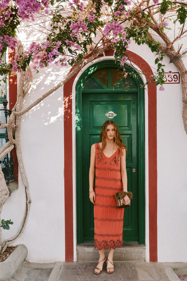 Hoss Intropia Abbie. Vestido midi em coral Vermelho