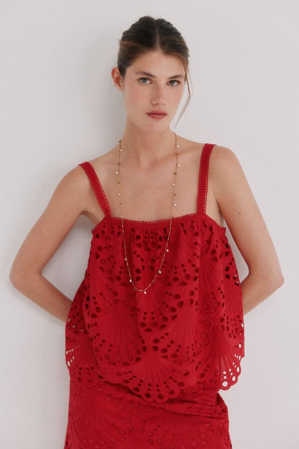 Hoss Intropia Cristina. Blusa vazada Vermelho