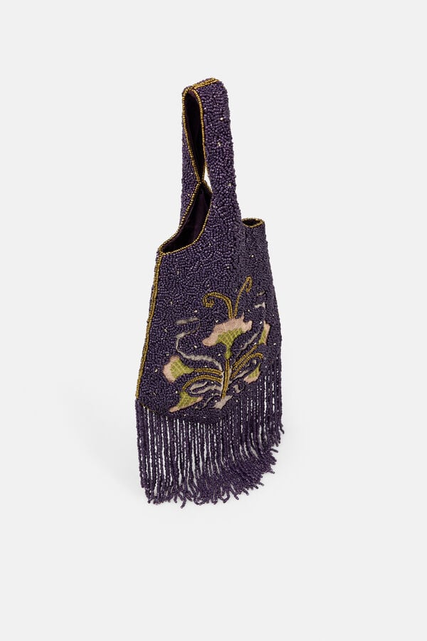 Hoss Intropia Nerea. Bolso Bordado con flecos Estampado morado