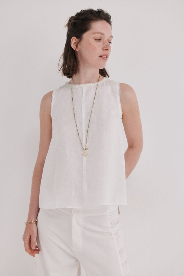 Hoss Intropia Celene. Top abalorios Blanco