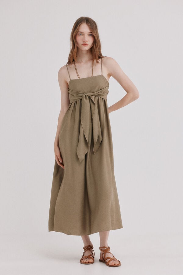 Hoss Intropia Asunci&oacute;n. Vestido lazada Kaki