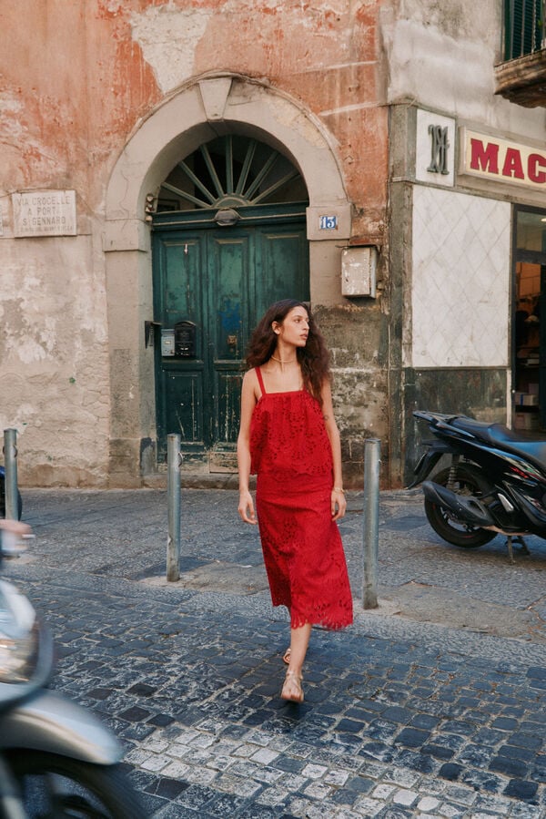 Hoss Intropia Cristina. Blusa vazada Vermelho