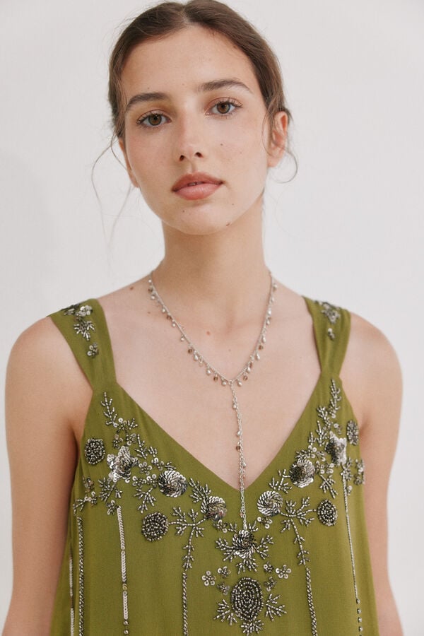 Hoss Intropia Aurore.Vestido missangas Verde