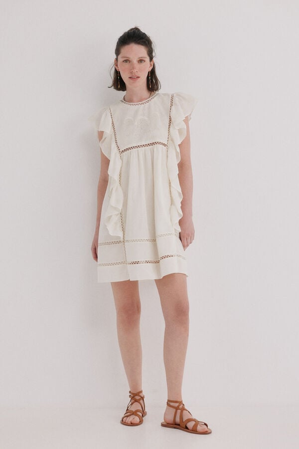Hoss Intropia Aroa. Vestido bordado Marfil