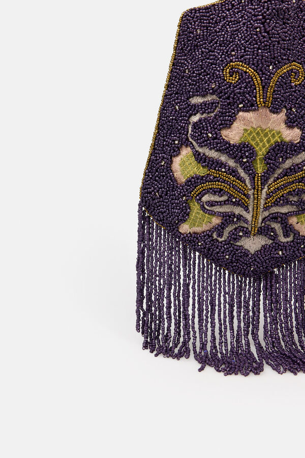 Hoss Intropia Nerea. Bolso Bordado con flecos Estampado morado