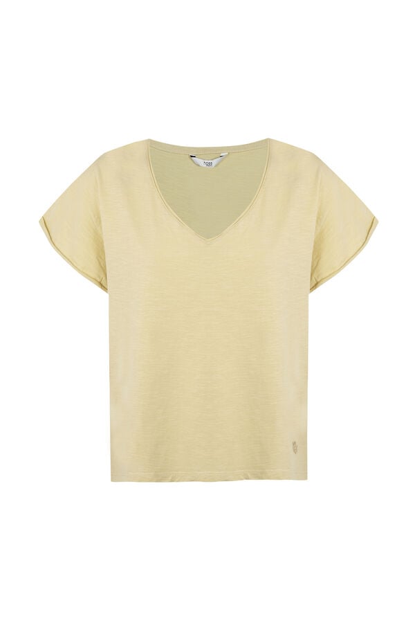 Hoss Intropia Monike. T-shirt de manga curta com decote em bico Amarelo