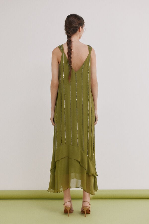 Hoss Intropia Aurore.Vestido missangas Verde