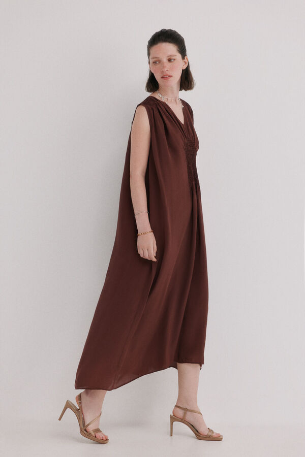 Hoss Intropia Aura. Vestido midi fluido Castanho