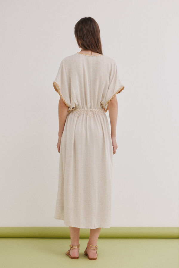 Hoss Intropia Alexia. Vestido bordado Beige