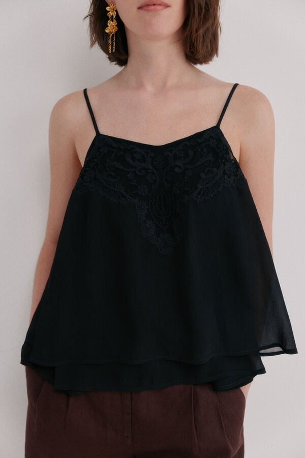 Hoss Intropia Clarissa. Top lencero Negro