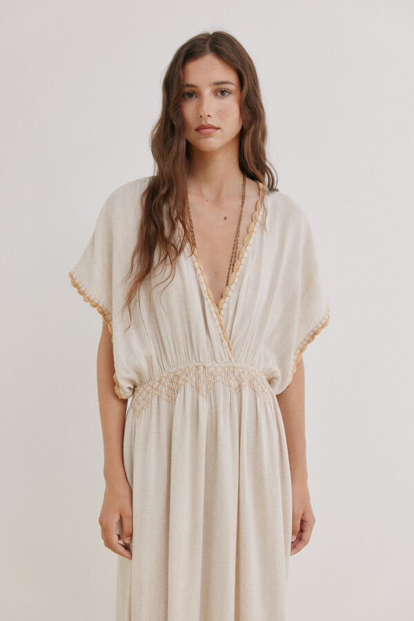 Hoss Intropia Alexia. Vestido bordado Beige