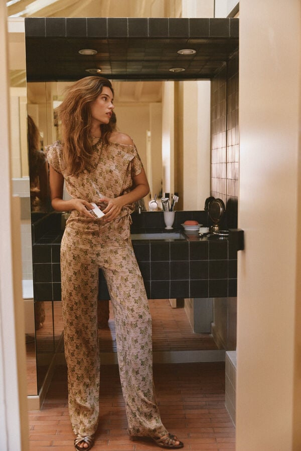 Hoss Intropia Cal&ccedil;a floral Paige Castanho