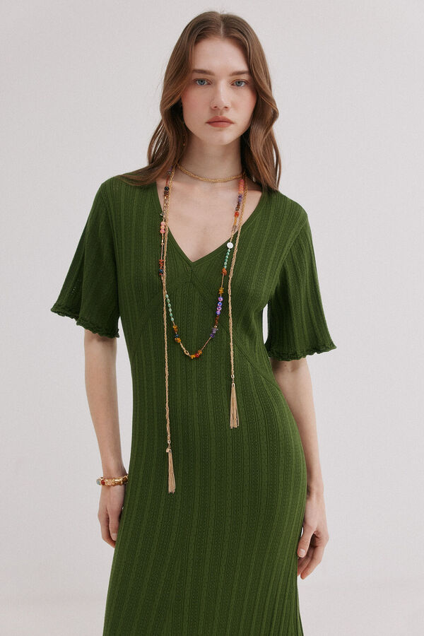 Hoss Intropia Anne. Vestido de malha rendada Verde