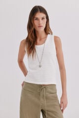 Hoss Intropia Martita. T-shirt sem mangas em tecido r&uacute;stico Beige