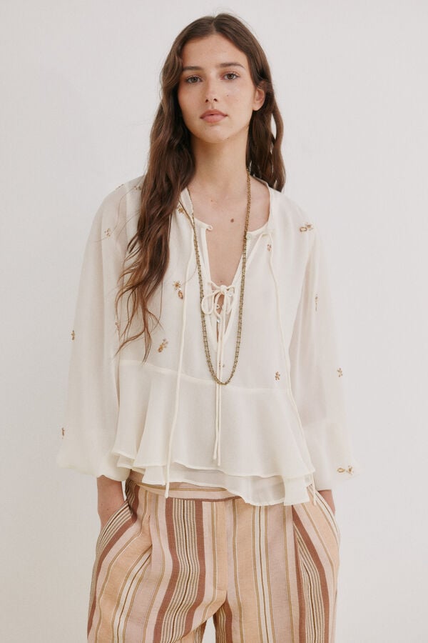 Hoss Intropia Cypria. Blusa fluida Castanho