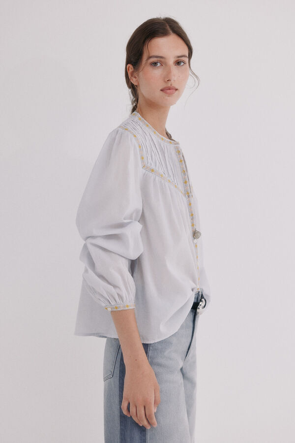 Hoss Intropia Catia. Blusa com pregas Azul
