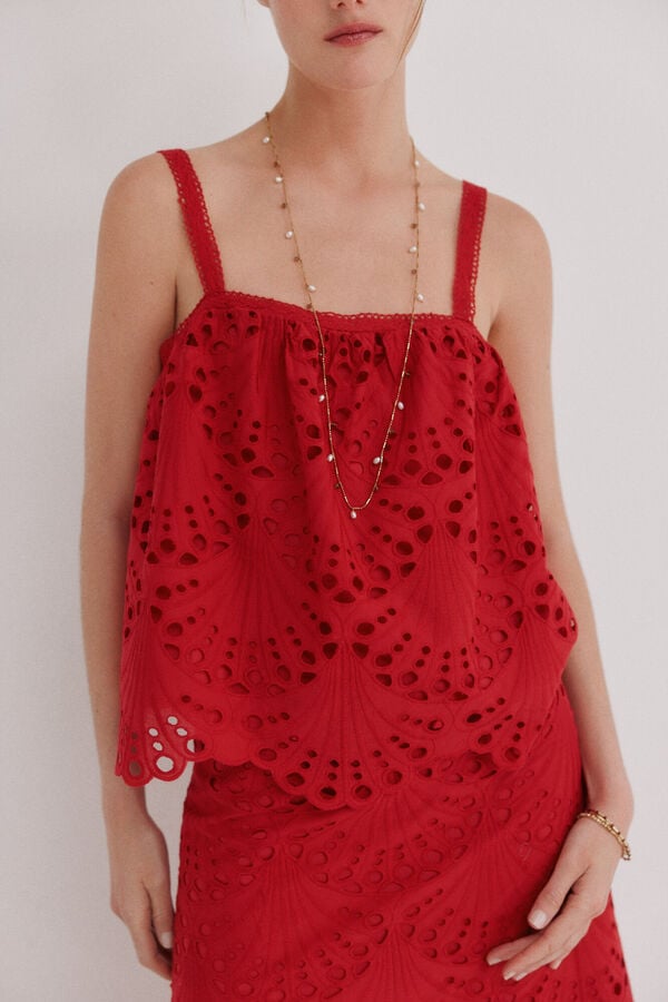 Hoss Intropia Cristina. Blusa vazada Vermelho