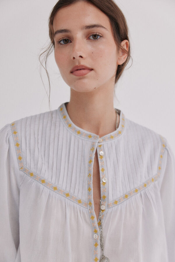 Hoss Intropia Catia. Blusa com pregas Azul