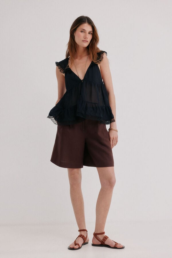 Hoss Intropia Celeste. Blusa fluida Preto
