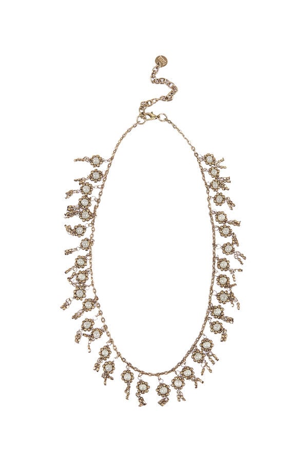 Hoss Intropia Lubna. Collar corto flores ba&ntilde;ado en oro Dorado