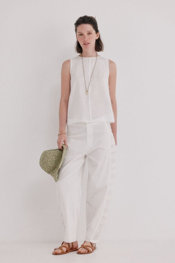 Hoss Intropia Celene. Top abalorios Blanco