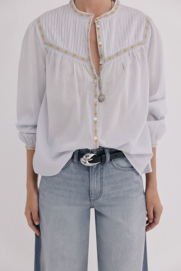 Hoss Intropia Catia. Blusa com pregas Azul