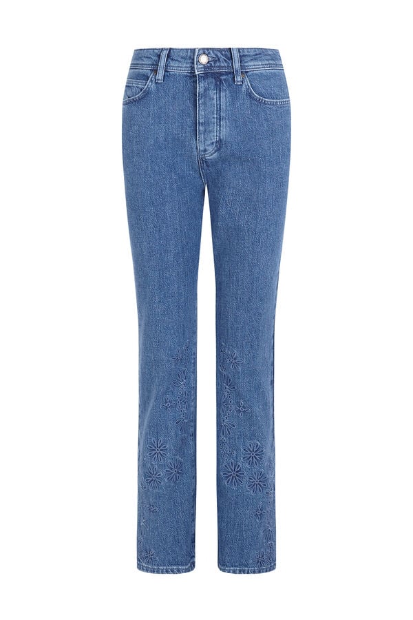 Hoss Intropia Bruna. Vaqueros bordados florales Azul