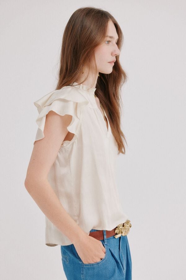 Hoss Intropia Cleo. Blusa flu&iacute;da Beige