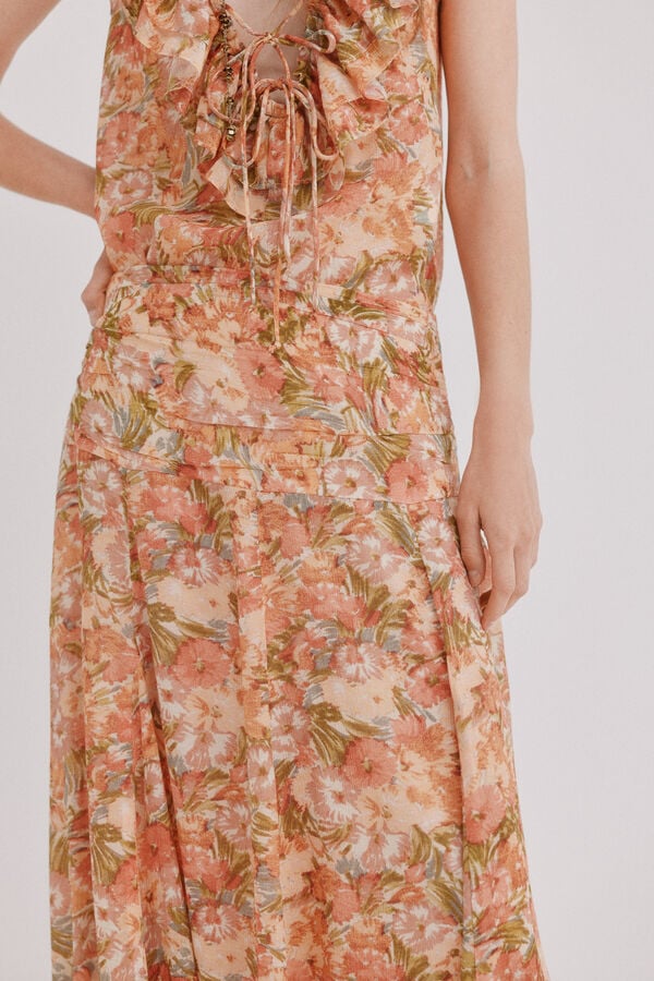 Hoss Intropia Runa. Falda flu&iacute;da Estampado Naranja