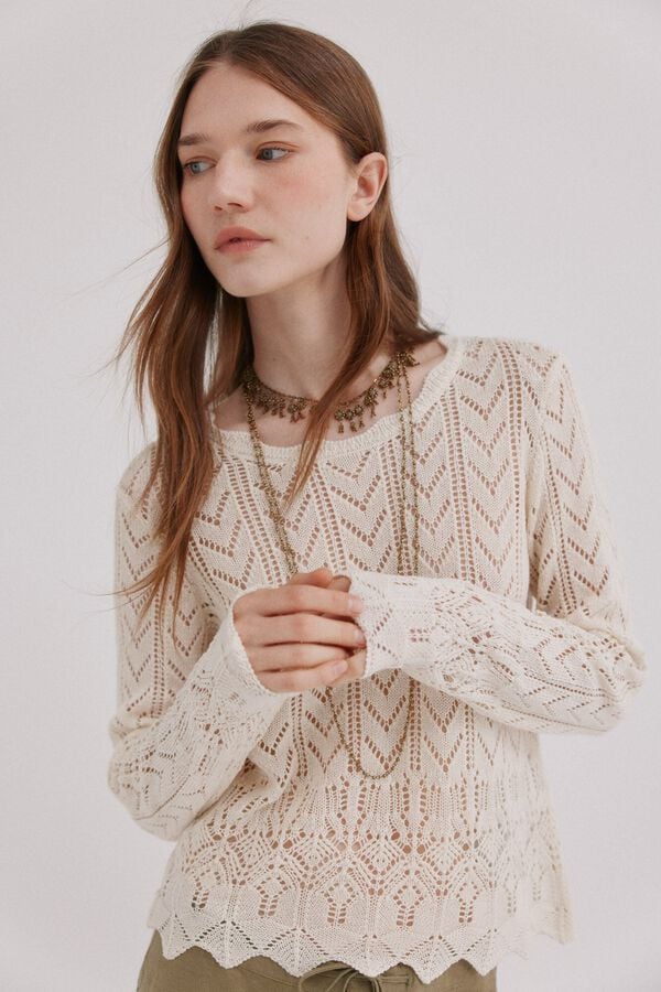 Hoss Intropia Ivy. Jersey calado Blanco