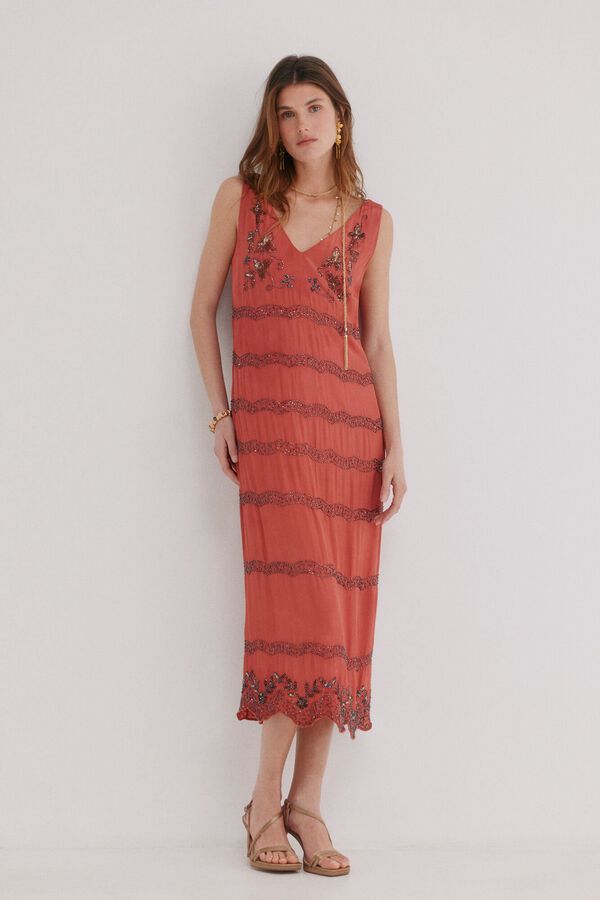 Hoss Intropia Abbie. Vestido midi em coral Vermelho