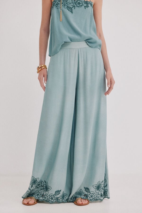 Hoss Intropia Persia. Pantal&oacute;n largo Turquesa