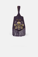Hoss Intropia Nerea. Bolso Bordado con flecos Estampado morado