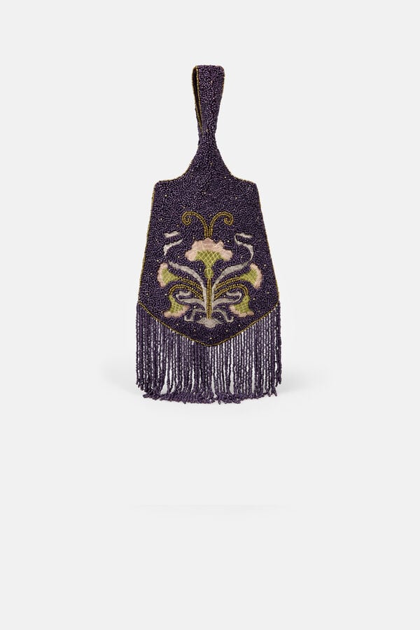 Hoss Intropia Nerea. Bolso Bordado con flecos Estampado morado