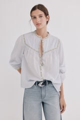 Hoss Intropia Catia. Blusa com pregas Azul