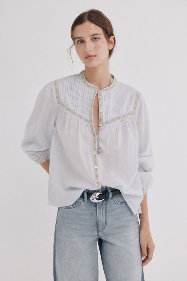 Hoss Intropia Catia. Blusa com pregas Azul