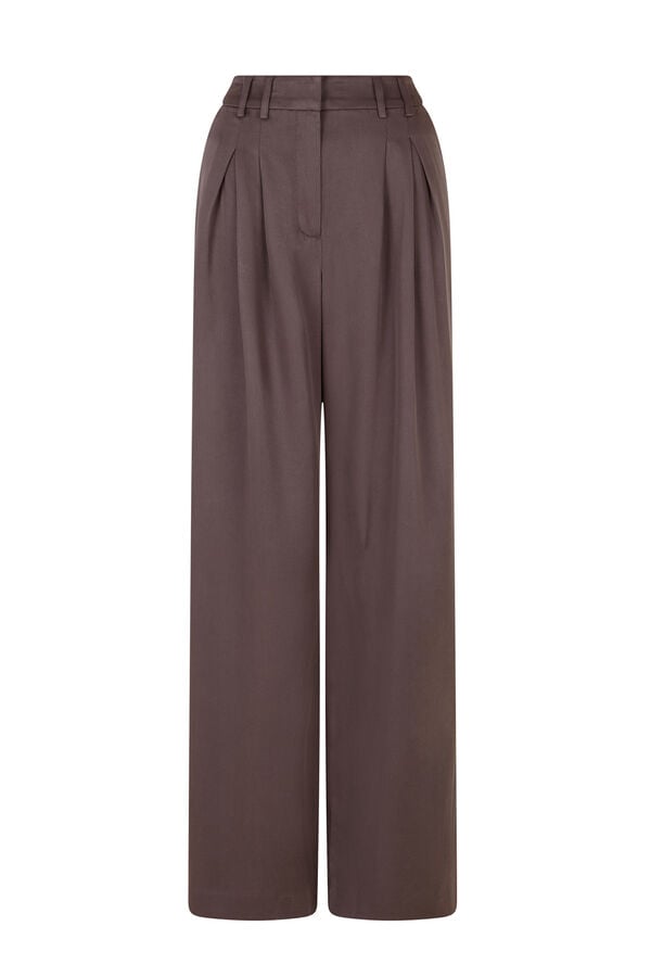 Hoss Intropia Paloma. Cal&ccedil;a com pregas duplas Cinzento