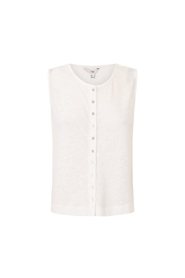 Hoss Intropia Mireia. T-shirt sem mangas com carcela Ecru