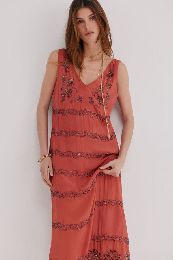 Hoss Intropia Abbie. Vestido midi em coral Vermelho