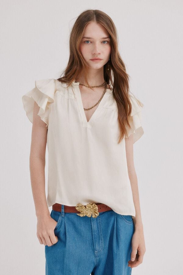 Hoss Intropia Cleo. Blusa flu&iacute;da Beige