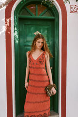 Hoss Intropia Abbie. Vestido midi em coral Vermelho