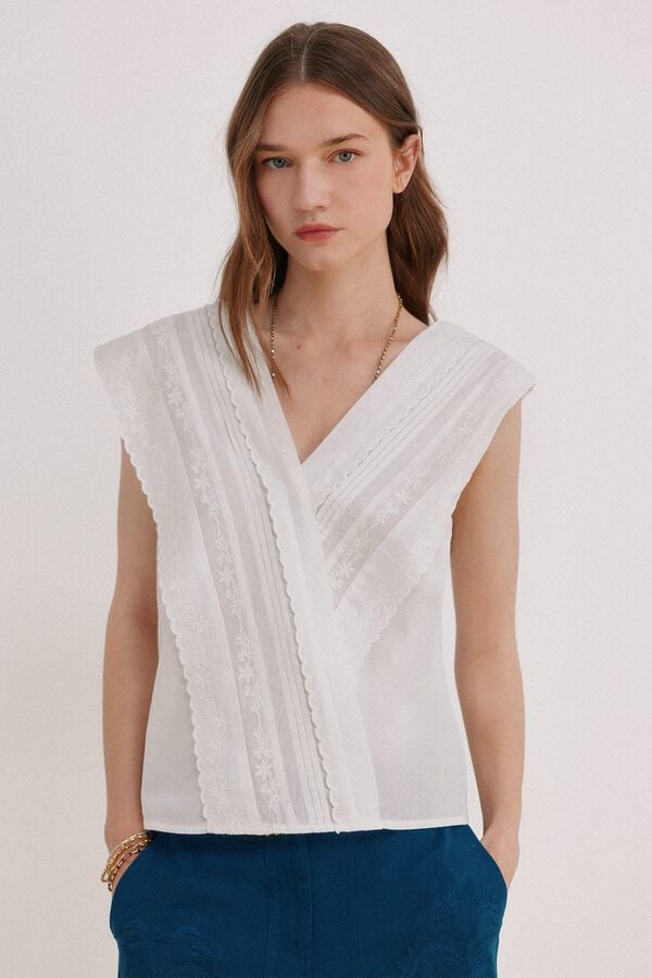 Hoss Intropia Carola. Blusa rom&acirc;ntica Branco