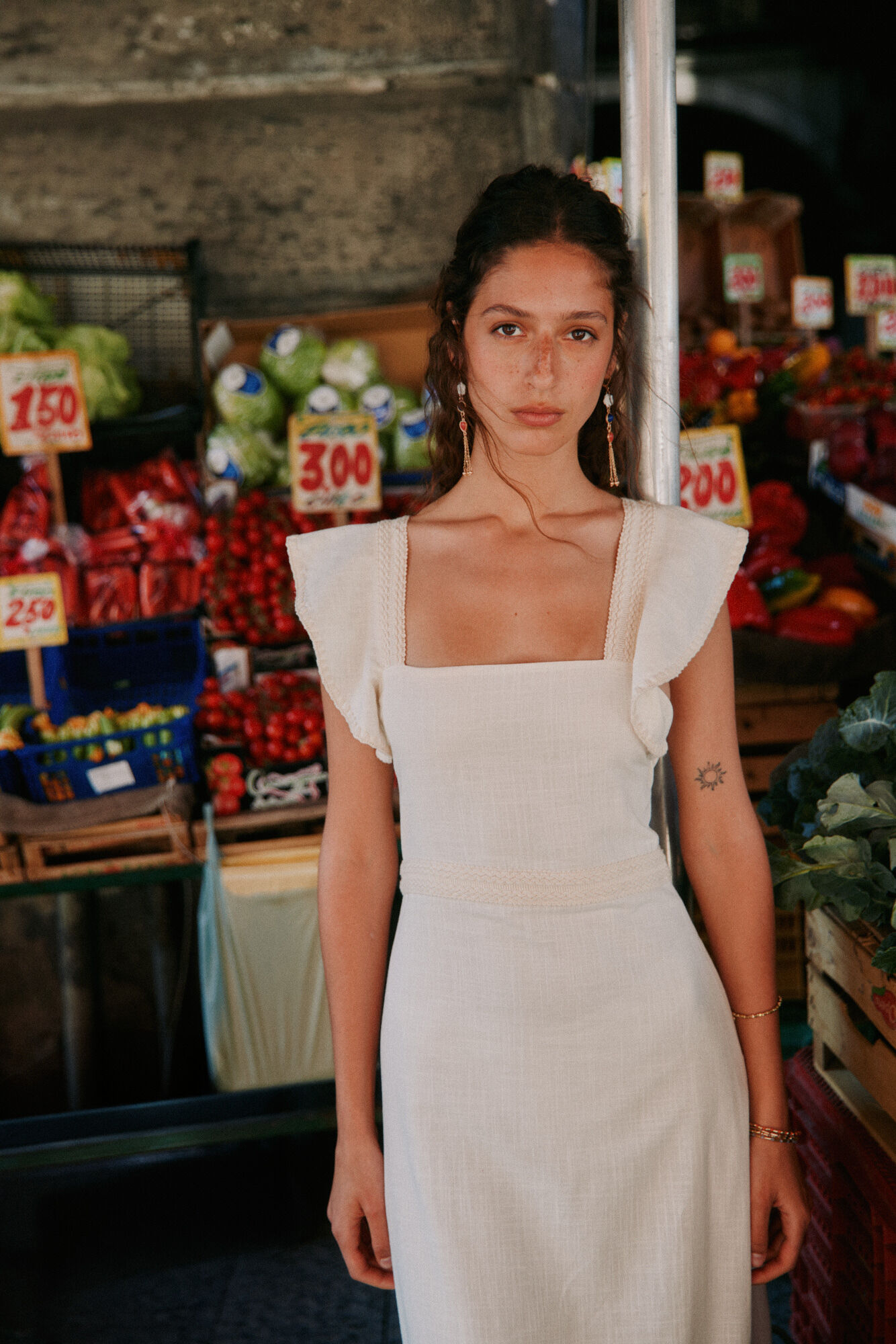 Hoss Intropia Amaya. Vestido midi em algod&atilde;o