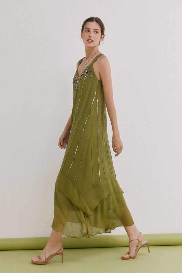 Hoss Intropia Aurore.Vestido missangas Verde