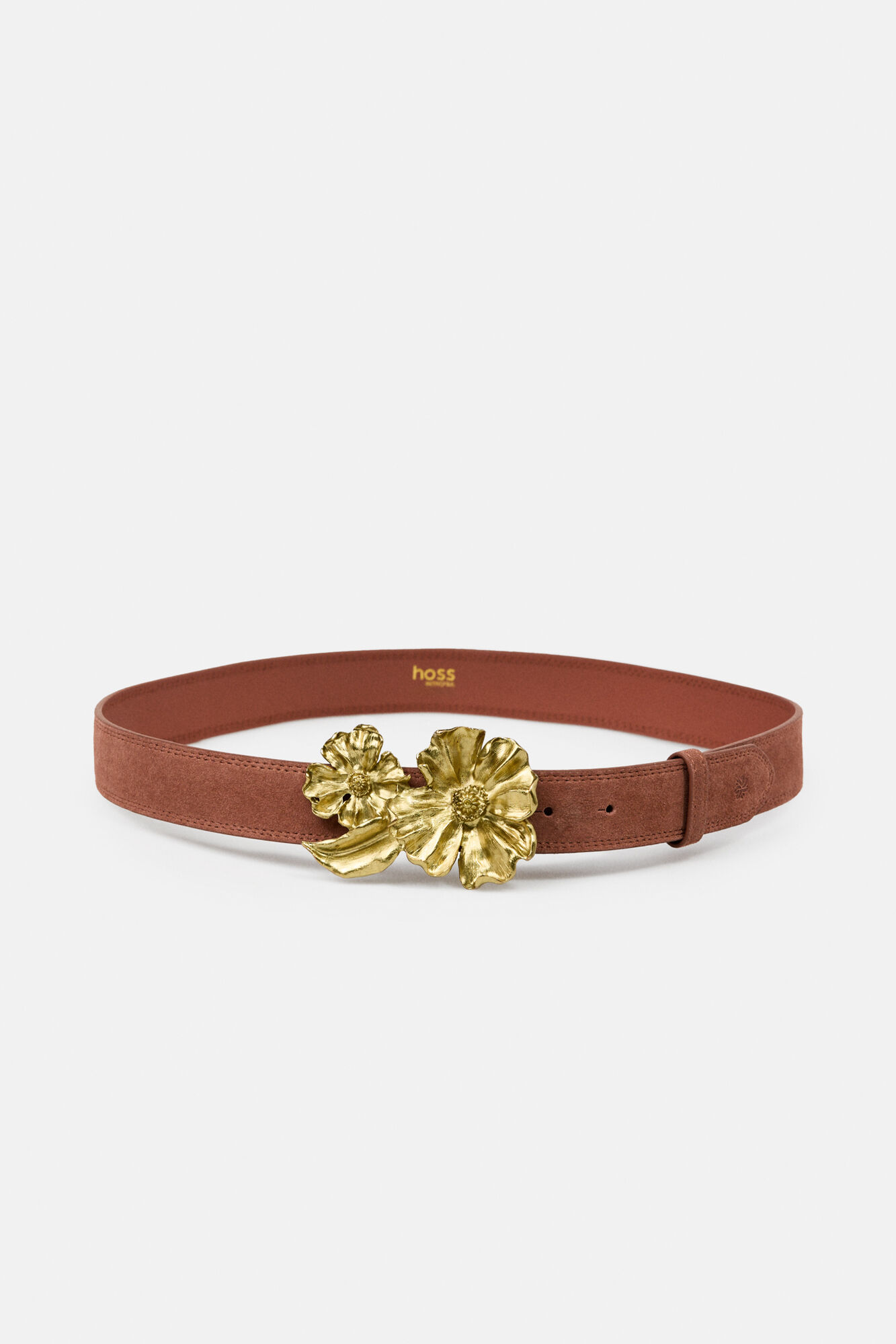 Hoss Intropia Lidia. Cinto de pele com fivela flor