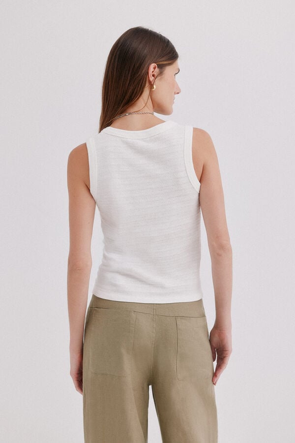 Hoss Intropia Martita. T-shirt sem mangas em tecido r&uacute;stico Beige