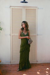 Hoss Intropia Aurore.Vestido missangas Verde